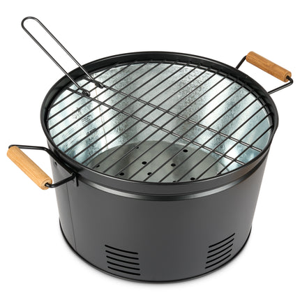 Gusta Round Compact Portable BBQ Barbecue Black 35cm