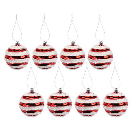 Christmas Baubles Candy Cane Swirl 8 Pack 8CM