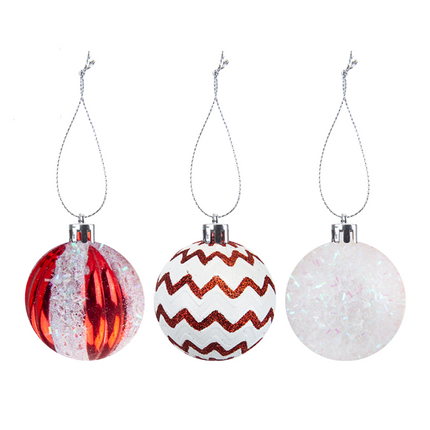 Christmas Baubles Candy Cane Mixed Baubles 24 Pack 6CM