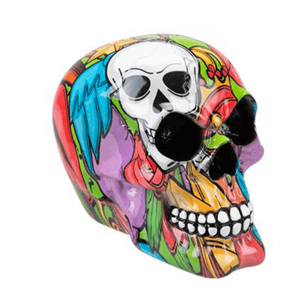 Graffiti Skull Ornament 15cm