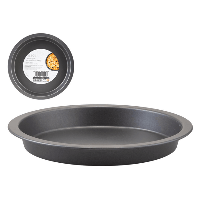 Carbon Steel Air Fryer Pizza Tray - 21 x 21 x 2.5cm-5050565706027-Bargainia.com