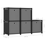 5 - Cube Display Shelf with Boxes Black 103x30x72.5 cm Fabric - Bargainia.com - 