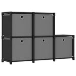 5 - Cube Display Shelf with Boxes Black 103x30x72.5 cm Fabric - Bargainia.com - 