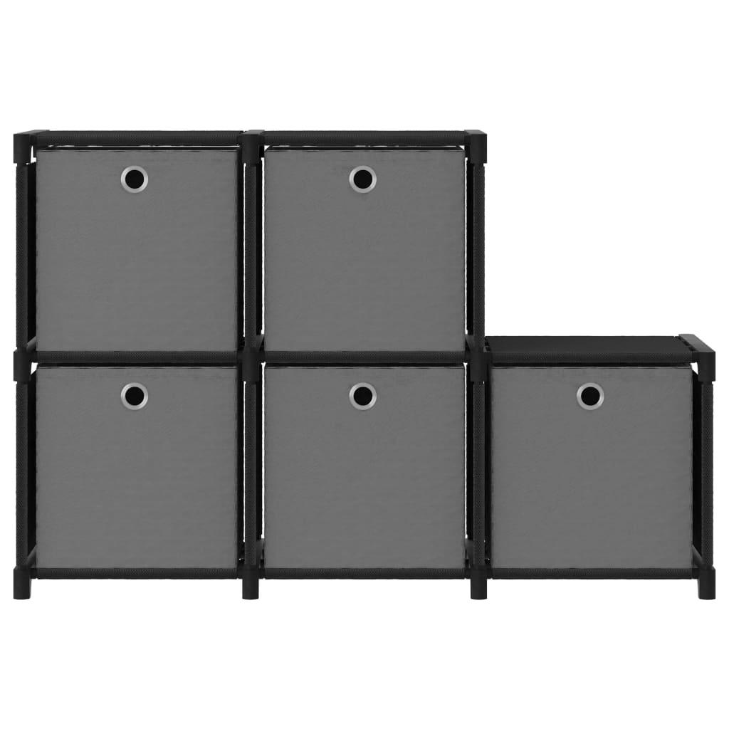 5 - Cube Display Shelf with Boxes Black 103x30x72.5 cm Fabric - Bargainia.com - 