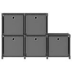 5 - Cube Display Shelf with Boxes Grey 103x30x72.5 cm Fabric - Bargainia.com - 