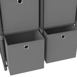 5 - Cube Display Shelf with Boxes Grey 103x30x72.5 cm Fabric - Bargainia.com - 