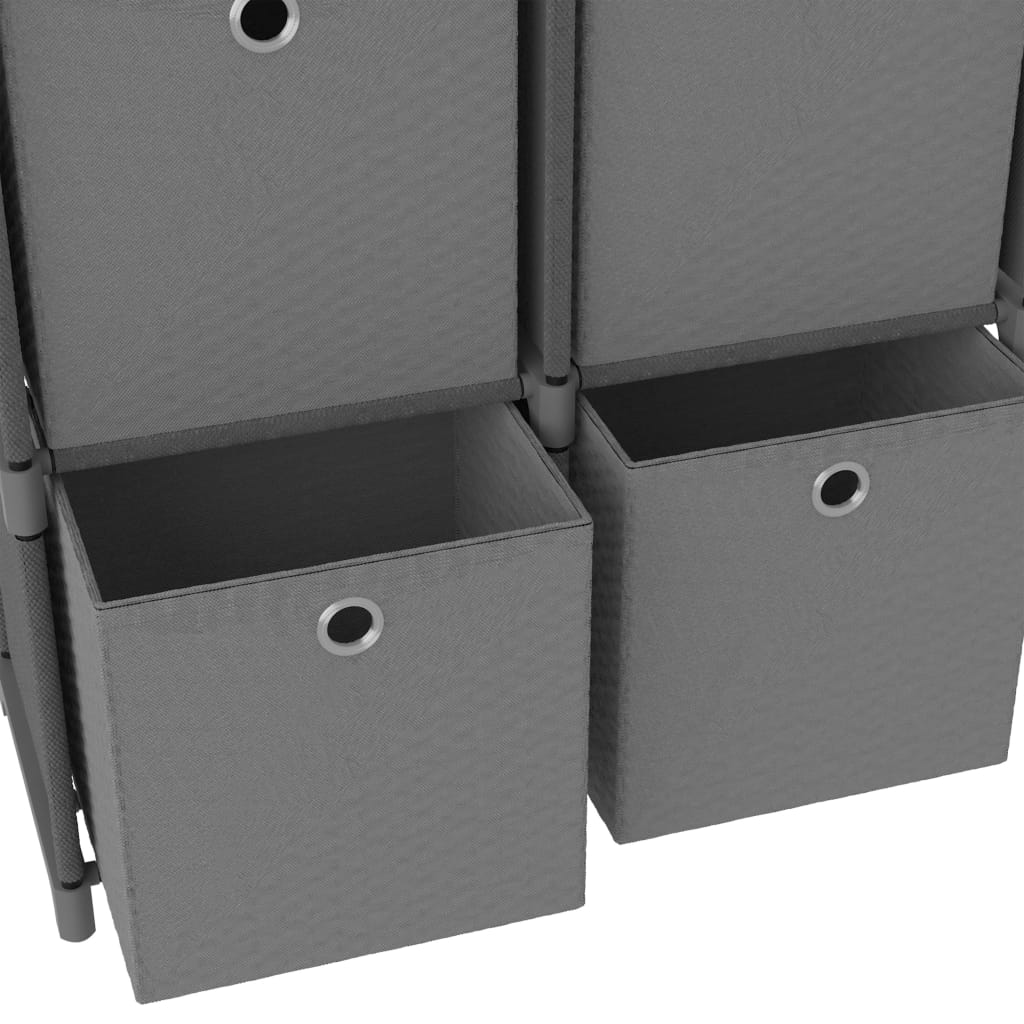 5 - Cube Display Shelf with Boxes Grey 103x30x72.5 cm Fabric - Bargainia.com - 