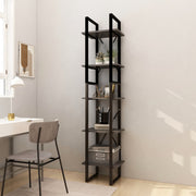 5 - Tier Book Cabinet Grey 40x30x175 cm Pinewood - Bargainia.com - 8720286649312 - 3081975