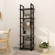 5 - Tier Book Cabinet Grey 60x30x175 cm Pinewood - Bargainia.com - 8720286649411 - 3081985