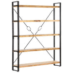5 - Tier Bookcase 140x30x180 cm Solid Mango Wood - Bargainia.com - 