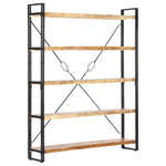 5 - Tier Bookcase 140x30x180 cm Solid Mango Wood - Bargainia.com - 