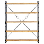 5 - Tier Bookcase 140x30x180 cm Solid Mango Wood - Bargainia.com - 