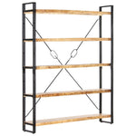 5 - Tier Bookcase 140x30x180 cm Solid Mango Wood - Bargainia.com - 