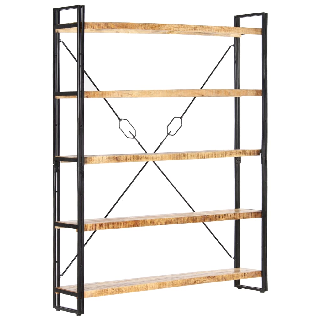 5 - Tier Bookcase 140x30x180 cm Solid Mango Wood - Bargainia.com - 