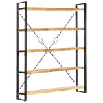 5 - Tier Bookcase 140x30x180 cm Solid Mango Wood - Bargainia.com - 