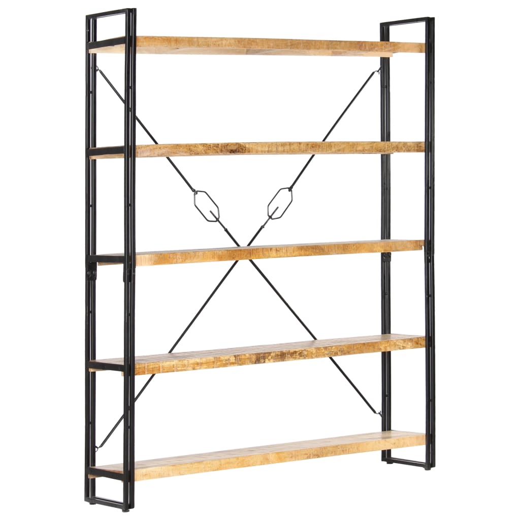 5 - Tier Bookcase 140x30x180 cm Solid Mango Wood - Bargainia.com - 