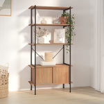 5 - Tier Shelving Unit with Cabinet 80x40x163 cm Steel and Engineered Wood - Bargainia.com - 