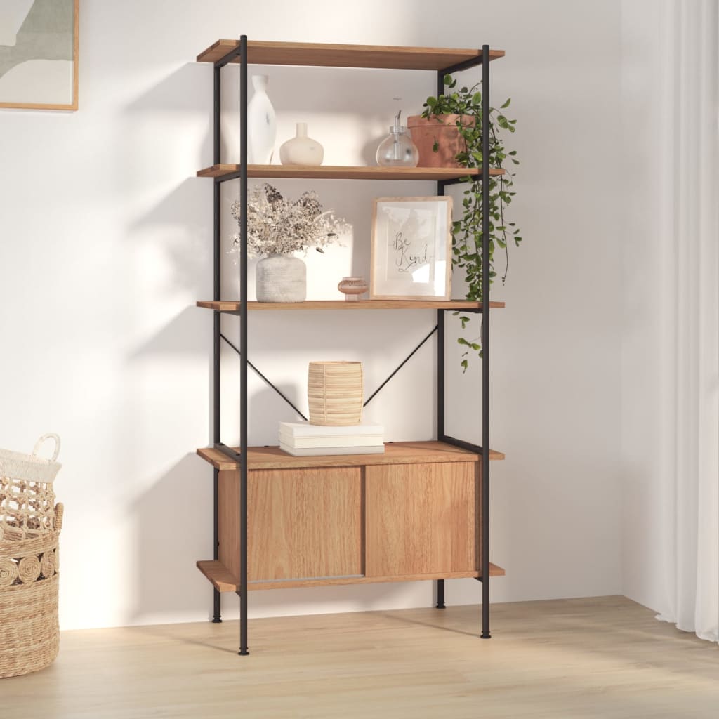 5 - Tier Shelving Unit with Cabinet 80x40x163 cm Steel and Engineered Wood - Bargainia.com - 