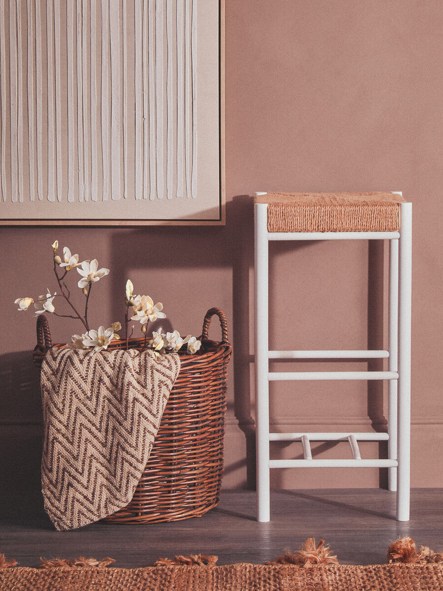 Bosie Beige Woven Chevron Throw