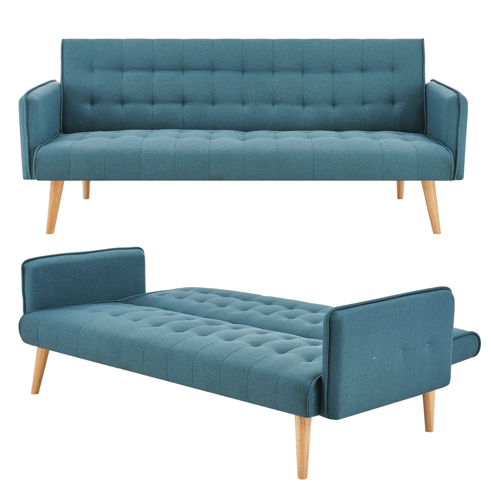 Mario Sofa Bed Double Click Clack 3 Seater - Blue Bargainia