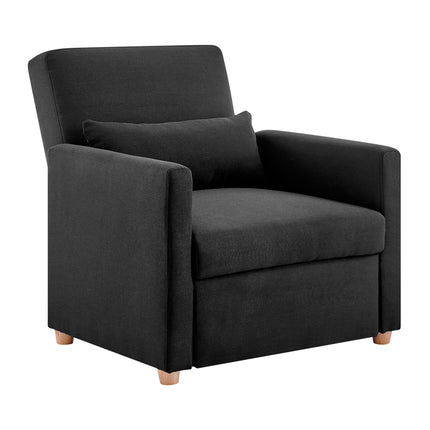 Dahlia Pull Out 1 Seater Single Armchair Bed - Black-Bargainia.com