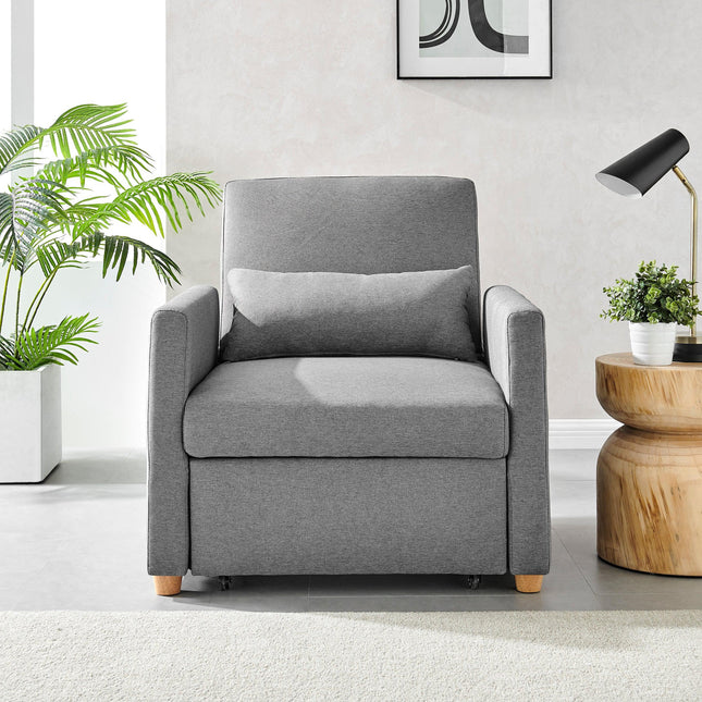 Dahlia Pull Out 1 Seater Single Armchair Bed - Grey-Bargainia.com