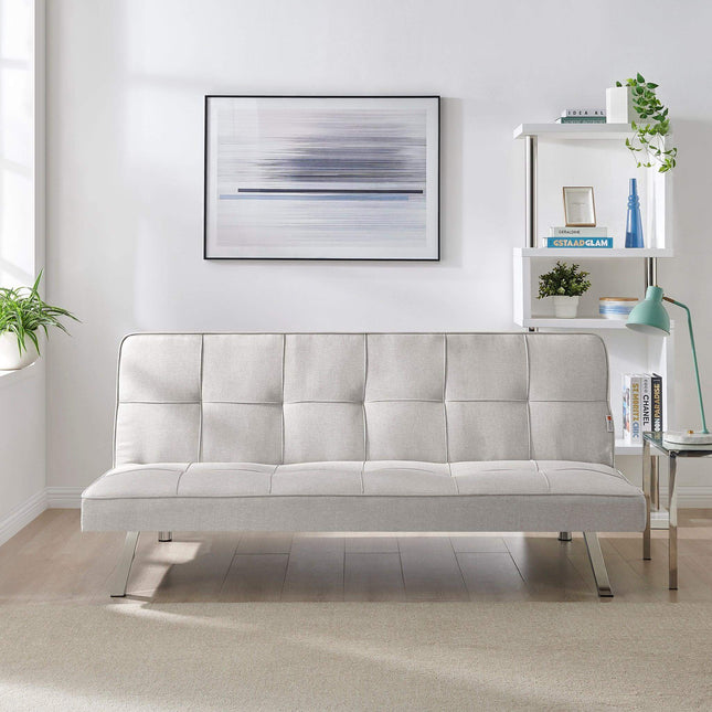 Britney Essentials 3 Seater Click Clack Sofa Bed - Cream-Bargainia.com