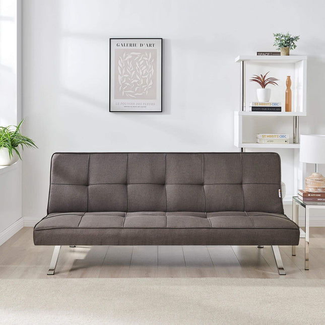 Britney Essentials 3 Seater Click Clack Sofa Bed - Brown-Bargainia.com