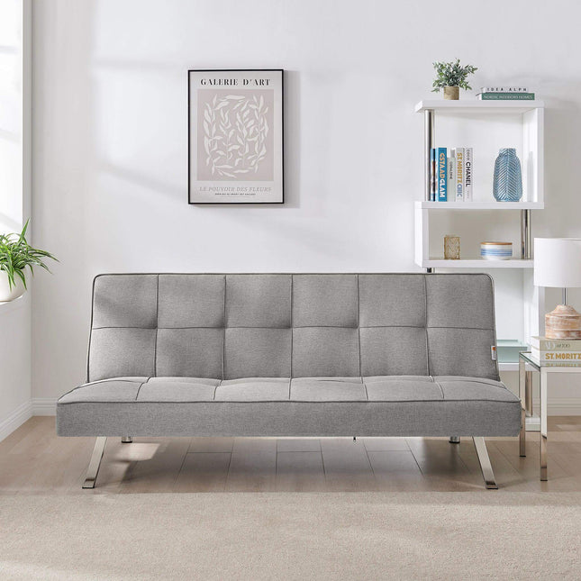 Britney Essentials 3 Seater Click Clack Sofa Bed - Grey-Bargainia.com