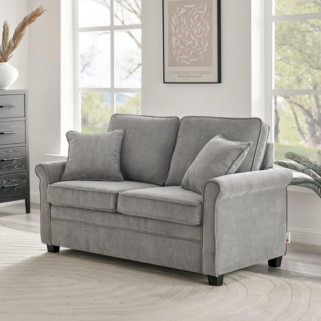 Ramy Corduroy 2 Seater Fold Out Sofa Bed - Grey-Bargainia.com