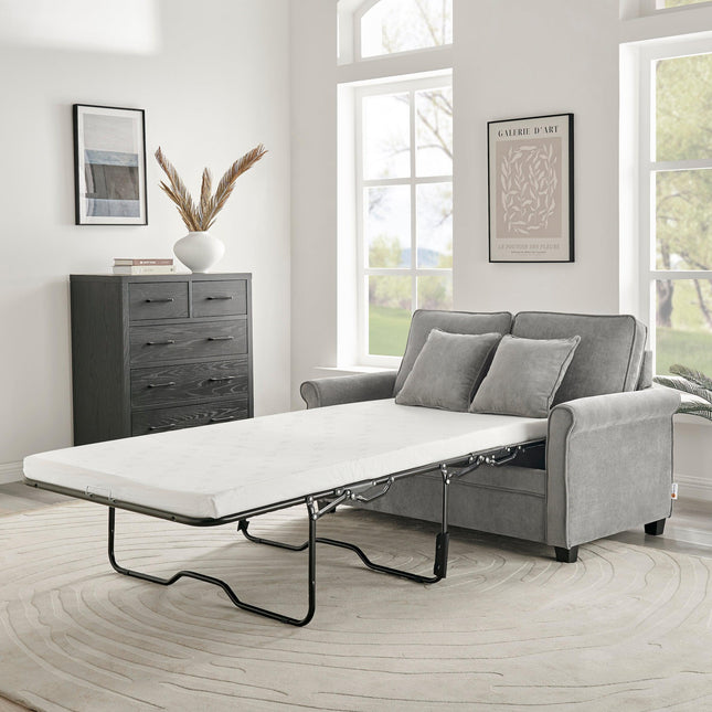 Ramy Corduroy 2 Seater Fold Out Sofa Bed - Grey-Bargainia.com