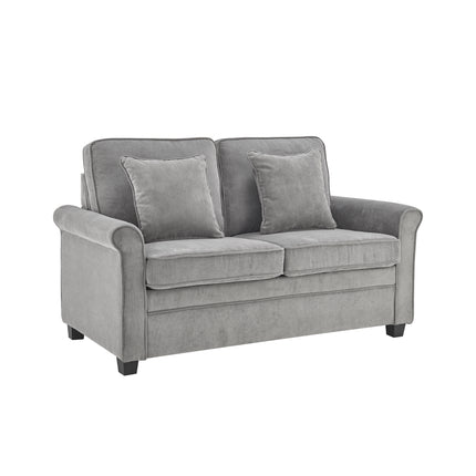 Ramy Corduroy 2 Seater Fold Out Sofa Bed - Grey-Bargainia.com