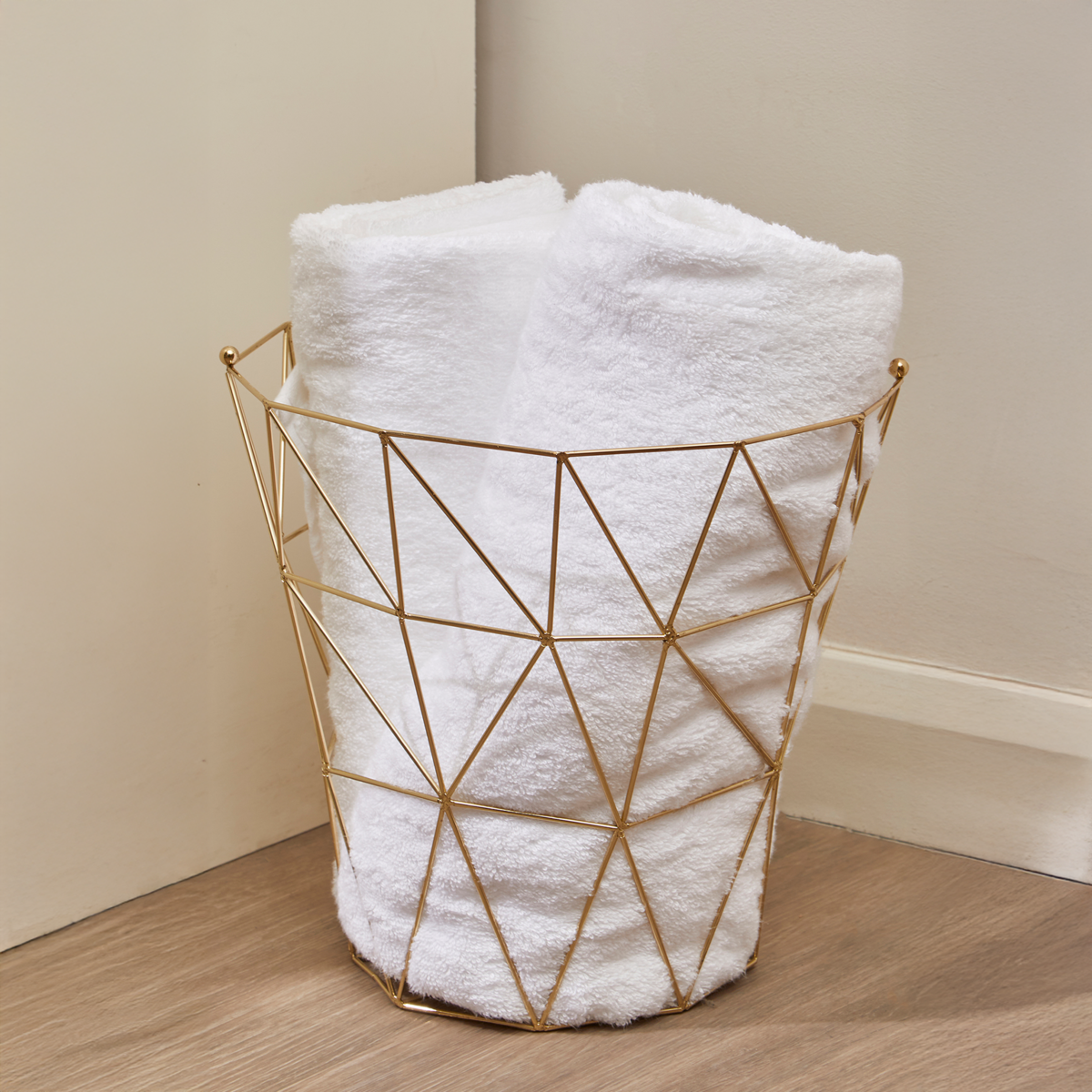 Vertex Gold Finish Tall Storage Basket