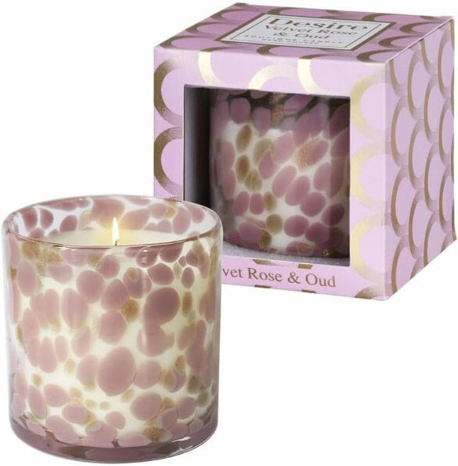 Velvet Rose Scented Glass Soy Wax Candle-5010792924182-Bargainia.com