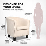 Cream Velvet Tub Chair, Stilo Compact Accent Armchair with Tufted Back, Dressing Table and Bedroom Chair