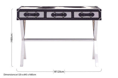 Kensington Townhouse Black And White Genuine Cowhide Console Table
