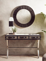 Kensington Townhouse Black And White Genuine Cowhide Console Table