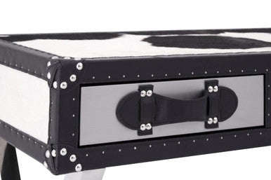 Kensington Townhouse Black And White Genuine Cowhide Console Table