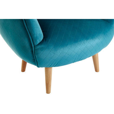 Oscar Teal Fabric Curved Lounge Chair