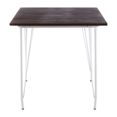 District White Metal And Elm Wood Square Dining Table