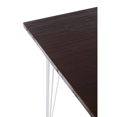 District White Metal And Elm Wood Square Dining Table