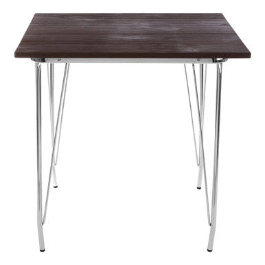 District Chrome Metal And Elm Wood Table