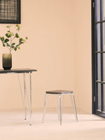 District Chrome Metal And Elm Wood Table