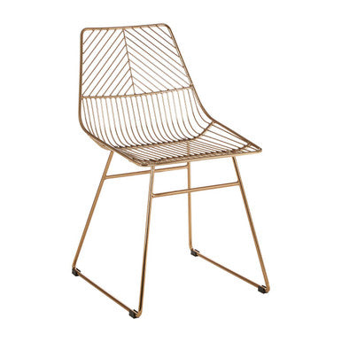 District Small Gold Finish Metal Wire Chair