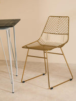 District Small Gold Finish Metal Wire Chair
