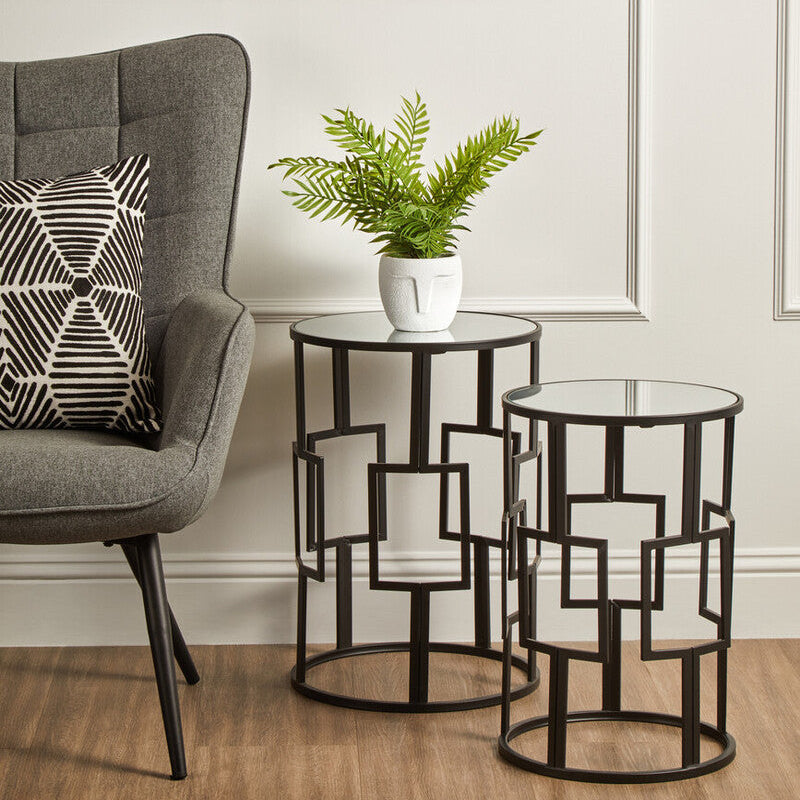 Avantis Set of 2 Square Design Black Tables