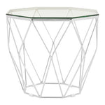 Allure Tempered Glass And Chrome Hexagon End Table