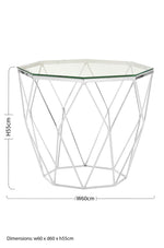 Allure Tempered Glass And Chrome Hexagon End Table