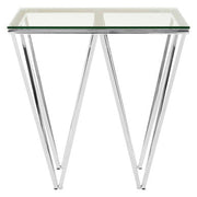 Allure Chrome End Table With Triangular Base