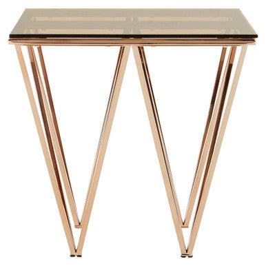 Allure Rose Gold Prismatic Legs End Table